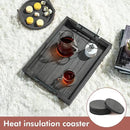 Dark Grey Coffee Table Decorative Serving Tray with Handles & 4 Coasters - 17x13 Inch Wood Tray for Ottoman, Breakfast, Wooden Tray by CozyNest Decor