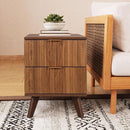 Fluted Nightstand, Mid Century Modern 2 Drawer Bedside Table for Bedroom, Small Dresser Night Stand Side End Table with Wood Fluted Drawer Storage for Bedroom Closet(Walnut) by CozyNest Decor