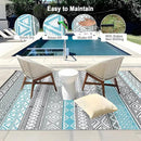 GAOMON Outdoor Rug Waterproof 8'x10', Reversible Outdoor Plastic Straw Rug, Boho Patio Rug, Indoor Outdoor Carpet, RV Mat Outside for Patio, Camp, Picnic, Balcony, Deck, Blue/Grey(Bohemia) by CozyNest Decor