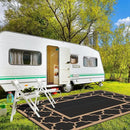 GENIMO 10 ' x 14 ' Outdoor Rug Waterproof for Patio Decor, Foldable Reversible Plastic Straw Area Rugs Mat for Camper, Outside Carpet for Rv, Deck, Porch, Picnic, Beach, Balcony, Black & Brown by CozyNest Decor