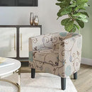 BELLEZE Living Room Chair, Linen Round Accent Barrel Chair, Club Tub Sofa Chair for Bedroom, Corner Chair with Flared Legs and Cozy Soft Padding - Highland (Floral Print) by CozyNest Decor
