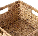 Large 14.5” x 13.5” x 8” (Set of 3) Natural Water Hyacinth Woven Storage Baskets, Rectangular Wicker Basket with Built-in Handles, Large (Natural) by CozyNest Decor