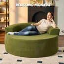 ovios 58" Oversized Round Chair Lounge Chaise Indoor, No Assembly Required, Cloud Large Circle Chair with Plush Fuax Fur, Fluffy Modern Sleeper Sofa Bed for Reading Yoga, Green (Cloud Velvet) by CozyNest Decor