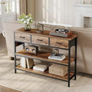 Lulive Entryway Table with Power Outlets, Console Table with 3 Fabric Drawers, Sofa Table for Living Room, Hallway, Couch, Foyer, Height Adjustable (Rustic Brown, 43") by CozyNest Decor