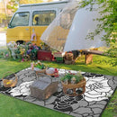 GENIMO Outdoor Rug Waterproof for Patio Decor, 9' x 12' Reversible Plastic Straw Floral Camping Carpet, Large Area Rugs Mats for RV, Camper, Deck, Balcony, Porch, Beach, Picnic, Mix-Black & White by CozyNest Decor