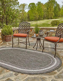 Unique Loom Outdoor Border Collection Area Rug - Soft Border (7' 10" x 10' Oval, Black/ Ivory) by GreenHaven Gardens