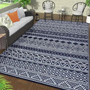 GAOMON Outdoor Rugs Patio Camping Waterproof Rug 6'x9' Plastic Straw Patio Rug Portable for Campers, Outside RVs Mat for Patios Clearance, Backyard Porch, Balcony, Dark Blue/White(Bohemia) by CozyNest Decor