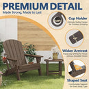 Folding Adirondack Chair Set of 2 with Cup Holder, HDPE All Weather Resistant Plastic Outdoor Patio Chairs, Heavy Duty Fire Pit Seating for Backyard Lawn Garden, Wooden Textured Design(Coffee) by GreenHaven Gardens