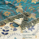 Boho Throw Blanket, 100% Cotton Ultra Soft Luxury Throw Rustic Quilt, 90"x98" Floral Printed Farmhouse Decor Bed Summer Blankets, All Season Rustic Reversible Bohemian Throw for Bed - Blue by CozyNest Decor