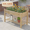 GHWIE Raised Garden Bed with Shelf,Elevated Wooden Planter Box with Legs,Garden Planter for Backyard, Patio, Balcony,200lb Capacity - Natural by GreenHaven Gardens