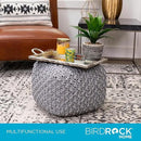 BIRDROCK HOME Square Pouf Ottoman | Cotton Braided Foot Stool with Bean Bag Filling | Boho Foot Rest for Living Room, Bedroom | Compact & Comfortable Seating, Lightweight & Sturdy | Grey by CozyNest Decor