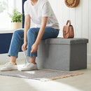 SONGMICS MAZIE Collection - 30 Inches Ottoman Storage Bench, 21 Gal. Folding Chest with Breathable Linen-Look Fabric, Load up to 660 lb, for Entryway, Living Room, Bedroom, Light Gray ULSF001G02 by CozyNest Decor