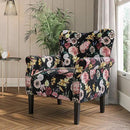 BELLEZE Modern Accent Chair for Living Room, High Back Linen Armchair with Wooden Legs, Upholstered Wingback Side Chair Padded Armrest Single Sofa for Living Room, Bedroom - Allston (Black & Flower) by CozyNest Decor