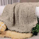 Carriediosa Chunky Knit Throw Blanket 60" X 80" Twin, 100% Hand Made Large Chenille Loop Yarn Soft Fluffy Throws for Couch Sofa Bed, Big Crochet Cozy Heavy Thick Cable Woven Blankets, Taupe by CozyNest Decor