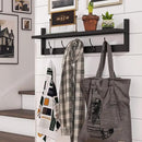 BAMEOS Wall-Mounted Shelf with Hooks - 28.9 Inch Entryway Hanging Shelf with 5 Dual Hooks for Bathroom, Living Room, Bedroom (Black) by CozyNest Decor