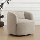 KINWELL 34" Wide Sherpa Swivel Barrel Chair, No Assembly Round Boucle Upholstered Accent Chair Armchair Single Sofa Chair with Toss Pillow for Living Room and Bedroom, Taupe by CozyNest Decor