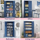 71" Storage Cabinet, Metal Pantry Cabinet, Kitchen Pantry Storage Cabinets with Doors and 4 Shelves, Cabinets for Laundry Room, Living Room, Dinning Room, Assembly Required, Blue by CozyNest Decor
