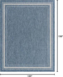 Unique Loom Outdoor Border Collection Area Rug - Soft Border (10' x 13' Rectangle, Blue/ Ivory) by GreenHaven Gardens