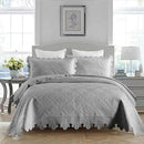 MarCielo 3-Piece 100% Cotton Oversized Bedspread Lightweight Quilt Coverlet Embroidery Farmhouse Bedding Set (Tk Light Grey, Oversized Queen (100"x106")) by CozyNest Decor