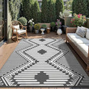 MontVoo Outdoor Rug 9x12 Waterproof Patio Rug-Outdoor Carpet Mat Reversible Plastic Straw Outside Outdoor Rug for RV Camping Picnic Beach Balcony Backyard Pool Deck Porch Modern Boho Grey by GreenHaven Gardens