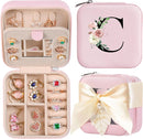 AYGXU Travel Jewelry Box for Women and Girls - Small Case With Initial A-Z - Teacher Gifts by TinyTreasures Baby Boutique