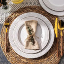 GBHOME Ceramic Dinnerware Sets,12 pcs Embossed Elegant Stoneware Plates and Bowls Sets, Housewarming Wedding Gift | Dishwasher & Microwave Safe | Dishes Set Service for 4 by CozyNest Decor
