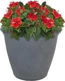 Sunnydaze 20-Inch Anjelica Large Plastic Pot for Plants - Outdoor Polyresin Round Planter with Drillable Drainage Holes - Slate by CozyNest Decor