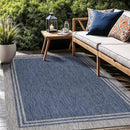 Bordered Outdoor Rug 10x14 Washable Outside Carpet for Indoor Patio Porch Waterproof Easy Cleaning Non Shedding Area Rugs Navy 10 x 14 by CozyNest Decor