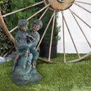 Alpine Corporation 15" Tall Indoor/Outdoor Girl and Boy Reading Together Statue Yard Art Decoration by GreenHaven Gardens