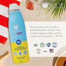 Aloe Up Kids Continuous Sport Sunscreen Spray SPF 50 - Broad Spectrum Sheer Face and Body Sunscreen Protector for Sensitive Skin - With Aloe Vera Gel - Dries Fast - Reef Safe - Fragrance-Free - 5.5 Oz by TinyTreasures Baby Boutique