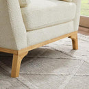 Large-Sized Accent Chair, Thick Cushion Bedroom Reading Chair, Comfortable Living Room Single Sofa, Boucle Milky White by CozyNest Decor