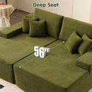 ovios 81" Oversized Sectional Double Lounge Chaise with Cloud Plush Sofa Bed, No Assembly Required, Fluffy Modern Sleeper Loveseat Chair for Indoor Living Room Bedroom Reading, Green (Cloud Velvet) by CozyNest Decor
