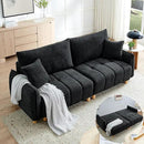 Convertible Sofa Bed, 90" Full Size Sleeper Sofa with Storage, Tufted Chenille 3 Seat Sofa Couches for Living Room, Small Spaces, Guest Room, Apartment, Black by CozyNest Decor