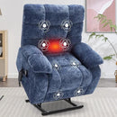 Lay Flat Recliner with Vibration Massage and Lumbar Heating, 26'' Wide Recliner Chair with Infinite Position and 2 Remote Controls, Soft Chenille Lift Recliner for Living Room, Blue by CozyNest Decor