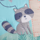 Blue Woodland Nursery Crib Bedding Set for Boys 3 Pieces Fox Owl Raccoon Baby Boy Cot Bedding Set by TinyTreasures Baby Boutique