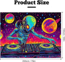 BVBOX Blacklight Space Alien Tapestry 79"x59", UV Reactive DJ Alien Universe Galaxy Planet Glow in Dark Music Tapestries, Black Light Neon Upright Poster Wall Hanging Backdrop Decor for Bedroom Living Room by CozyNest Decor