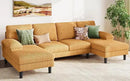 LINSY HOME Sectional Couch, 111'' W Corduroy U Shaped Sofa with Sleepable Armrests, 4 Seat Couch with Double Chaises, Deep Seat Sofa for Living Room, Yellow by CozyNest Decor