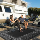 GENIMO Outdoor Rug 5'x8' Waterproof for Patio Decor, Reversible Outdoor Plastic Straw Rug Carpet, Camping Mats for Outdoor, RV, Backyard, Deck, Balcony, Picnic, Black & Grey by CozyNest Decor