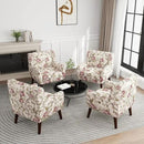UIXE Floral Accent Chair, Modern Upholstered Armchair in Fabric for Living Room, Comfy Club Arm Chairs Single Sofa Button Tufted Bedroom Reading Seat - Pattern Floral, Set of 4 by CozyNest Decor