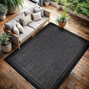 CAMILSON Indoor Outdoor Rug, 6x9 Bordered Dark Grey Black Modern Area Rugs for Indoor and Outdoor Patios, Kitchen and Hallway Mats, Washable Porch Deck Outside Carpet (Bordered Black, 6 x 9) by GreenHaven Gardens
