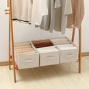 Linen Folding Storage Bins, 3 Pack Large Storage Baskets, Washable, Clothing Storage Bins with Handle, Closet Organizer for Storage Sweater,Sheets(Beige, 18½"x11" x8½") by CozyNest Decor
