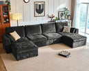 Oversized Modular Sofa Comfy Cloud Couch with Storage, Extra Deep Plush Sectional Sofa Set for Living Room, Covers Washable, Chenille, Olar (Black, 6-Seater with 2 Ottomans, u-Shaped) by CozyNest Decor