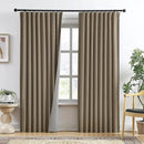Linen Brown Blackout Doorway Curtains 2 Panels Set,Back Tab Pleated Curtains Hidden Tab with Hooks,Energy Efficinet Linen Polyester Blend Drapes for Bedroom Modern Classic W50xL80 Linen Brown by CozyNest Decor