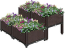 VIVOHOME 4 Packs Elevated Plastic Raised Garden Bed Planter Kit, Outdoor Planters Above Ground Flower Vegetable Standing Box for Patio Deck Porch W/Drainage Holes by GreenHaven Gardens