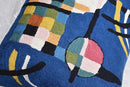 Lumbar Kandinsky Blue Modern Pillow Cover - Counterweights Mid-Century Chair Cushions Blues Abstract Pillowcase Contemporary Sofa Pillowsham Handembroidered Wool Size 14x20 by CozyNest Decor
