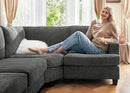 Nolany Sectional Sofa with Storage Ottoman, U Shape Couch with Chaise, Corduroy Modular Sectional Couch for Living Room, Dark Grey by CozyNest Decor