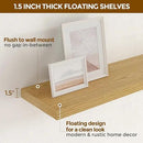 55 Inch Floating Shelves Set of 2, Rustic 55 x 9 Floating Shelf for Wall, 9 Inch Deep Wall Shelves Invisible Bracket, Large Deep Shelving for Bedroom, Kicten, Living Room, Oak Color by CozyNest Decor