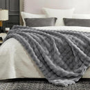 Cozy Bliss Faux Fur Throw Blanket for Couch, Fuzzy Soft Plush Thick Bubble Blanket for Sofa Bedroom Living Room, 60 * 80 Inches Light Grey by CozyNest Decor