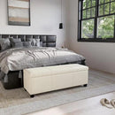 BELLEZE 47 Inch Storage Ottoman, Faux Leather Storage Bench Bedroom Bench with Safety Close Hinge, Ottoman with Storage for Living Room, Entryway, Hallway, Foot Rest, Support 300lbs - Cream by CozyNest Decor