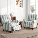 UIXE Pushback Recliner Chairs Set of 2, Fabric Armchair Push Back Accent Chair, Rivet Trim Club Chair Home Theater Overstuffed Single Sofa Reading Seat for Living Room, Stripe Blue by CozyNest Decor